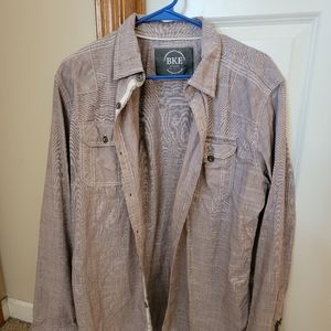 BKE Buckle Mens Large Button Down Shirt Reddish Grey